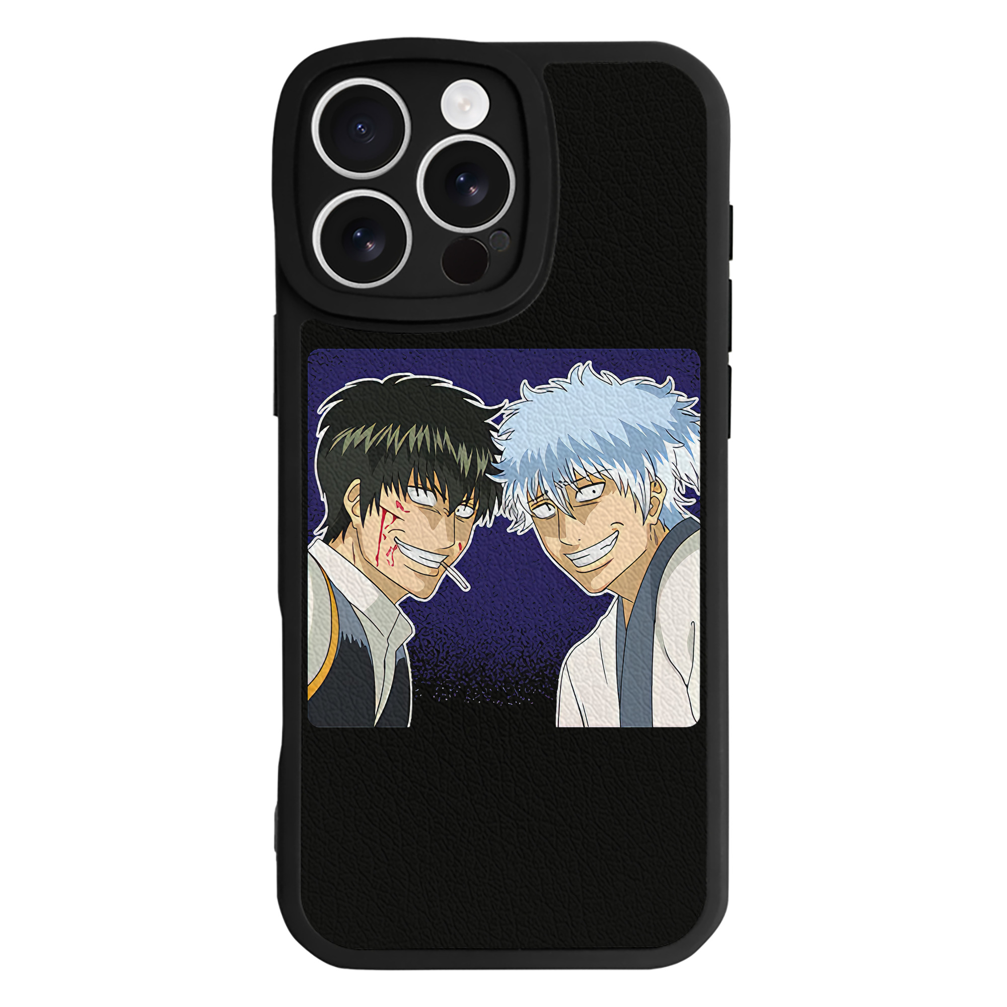 （画像用） ぎんたま 坂田銀時（さかたぎんとき） 神楽 志村新八（しむら しんぱち） GINTAMA Sakata Gintoki Kagura Shimura Shinpachi 【iPhone 16シリーズ対応】シリコンスマホケース（レザー調） 材質：シリコン